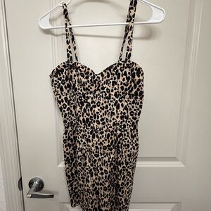 Leopard Print Romper with Pockets